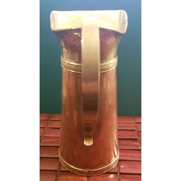 Vintage Copper & Brass Pitcher Aztec Mayan Calendar 9"x8.5"x4.25 - Picture 6 of 12
